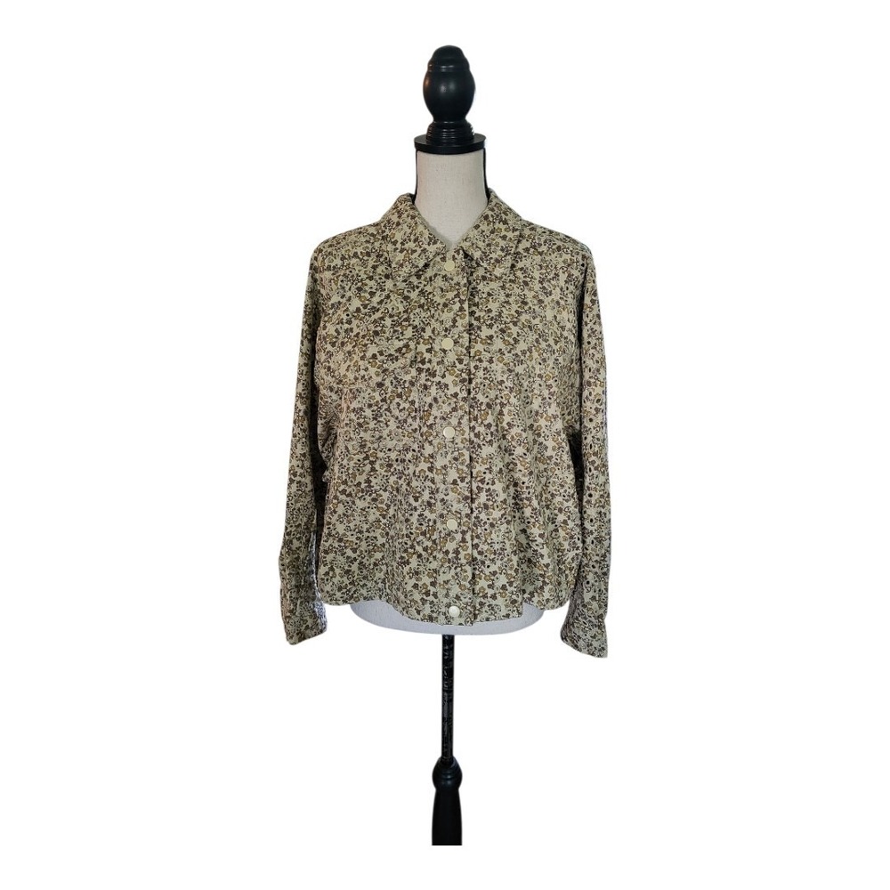 Solitaire Anthropologie Eyelet Jacket Womens XL Floral Crop Stretch Cottage Boho